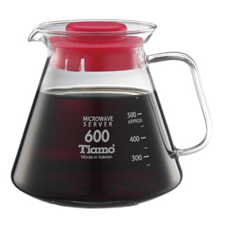 【TIAMO】耐熱玻璃咖啡花茶壺 通過SGS檢測/HG2297R(600cc/紅)|Tiamo品牌旗艦館