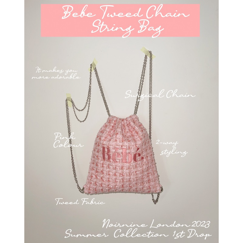 🇰🇷 NOIRNINE Bébé Tweed Chain String Bag [PINK] 明星同款