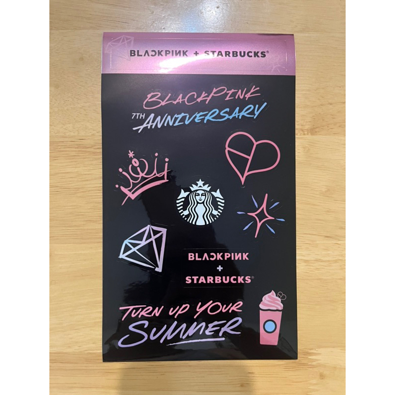 🛵現貨速出🛵 星巴克 x blackpink BP粉貼紙 黑色貼紙 賣場另售有bling水鑽杯 粉BP馬克杯 吸管杯