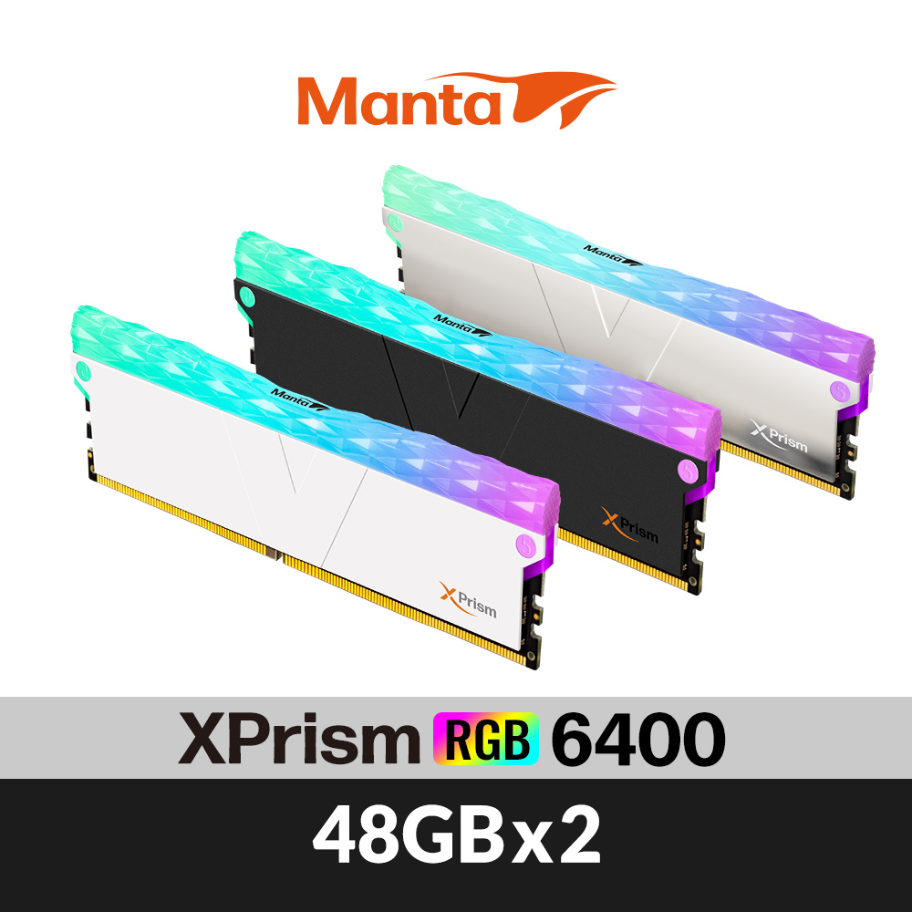 v-color全何 XPrism系列 DDR5 6400 96G(48GX2)RGB 桌上型超頻記憶(黑/白/銀)