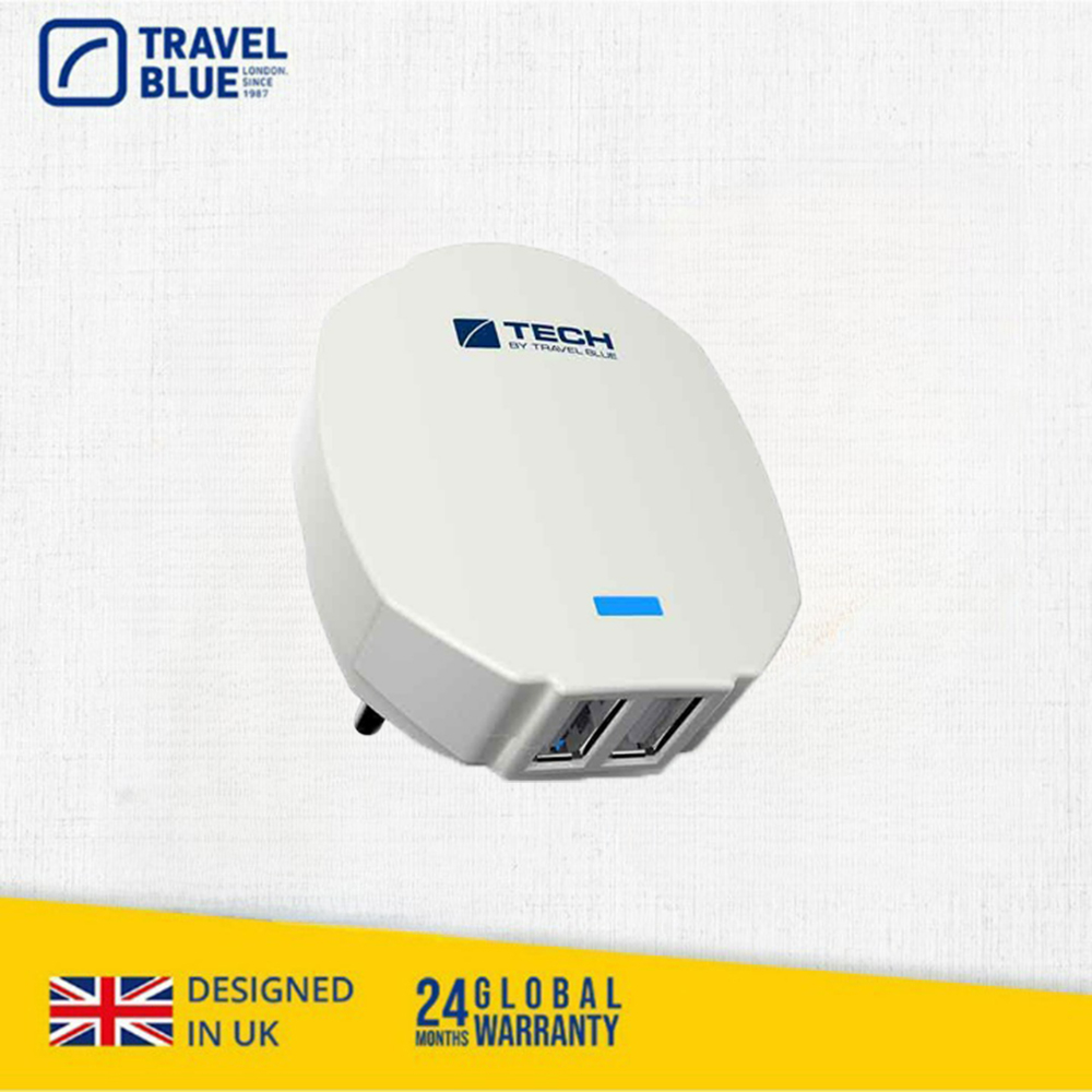 【Travel Blue 藍旅】歐洲USB轉接頭 雙孔 TB961