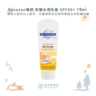 【蘋果樹藥局】Sanosan珊諾 baby防曬水潤乳霜 SPF50+ 75ml