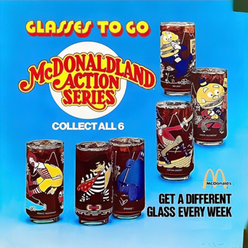{單售} 1977 麥當勞 收藏家系列 飲用軟飲料 玻璃杯 汽水杯 全套六款 原箱取出 全新未使用