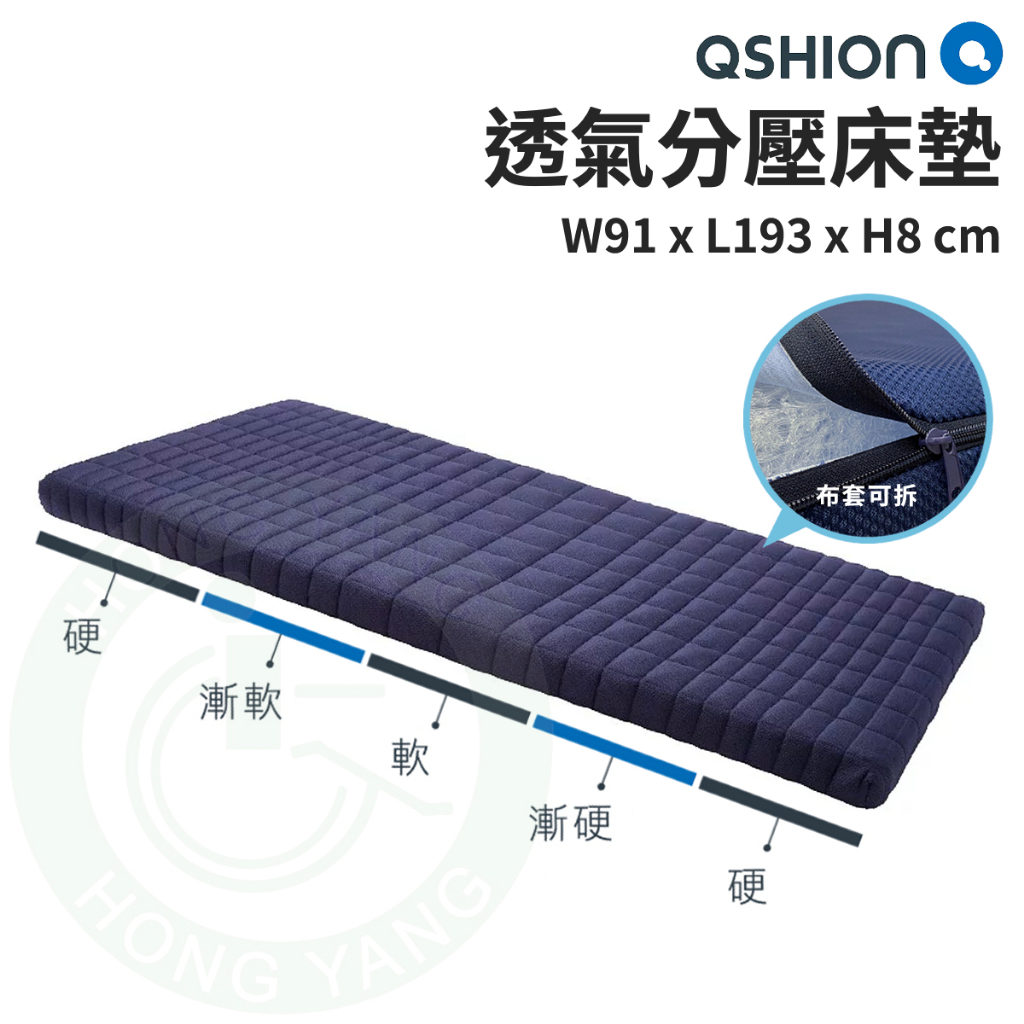 QSHION 透氣分壓床墊 適用一般病床 可拆布套 可水洗 防螨床墊 透氣床墊 單人 床墊 病床床墊