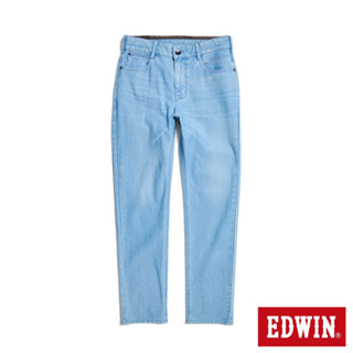 EDWIN 男款 超大碼 JERSEYS 迦績 冰河玉永久涼感中直筒牛仔褲(石洗藍)