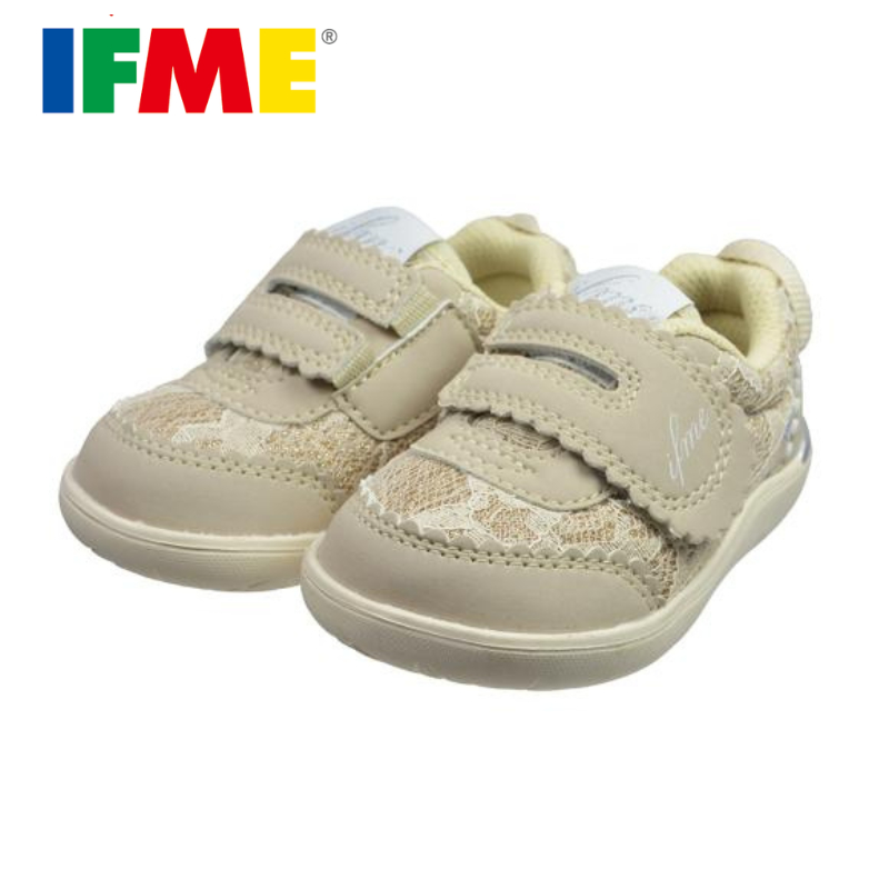 [新竹-實體門市]IFME-萌娃系列 蕾絲金-米金 日本機能童鞋 原廠公司貨 運動鞋 布鞋