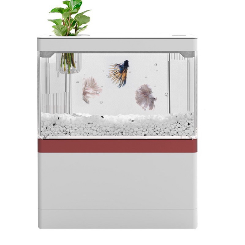 💯台灣現貨💯多功能迷你水族箱 USB魚缸 桌面小型水族缸 客廳微景觀生態魚缸 懶人免換水桌面魚缸