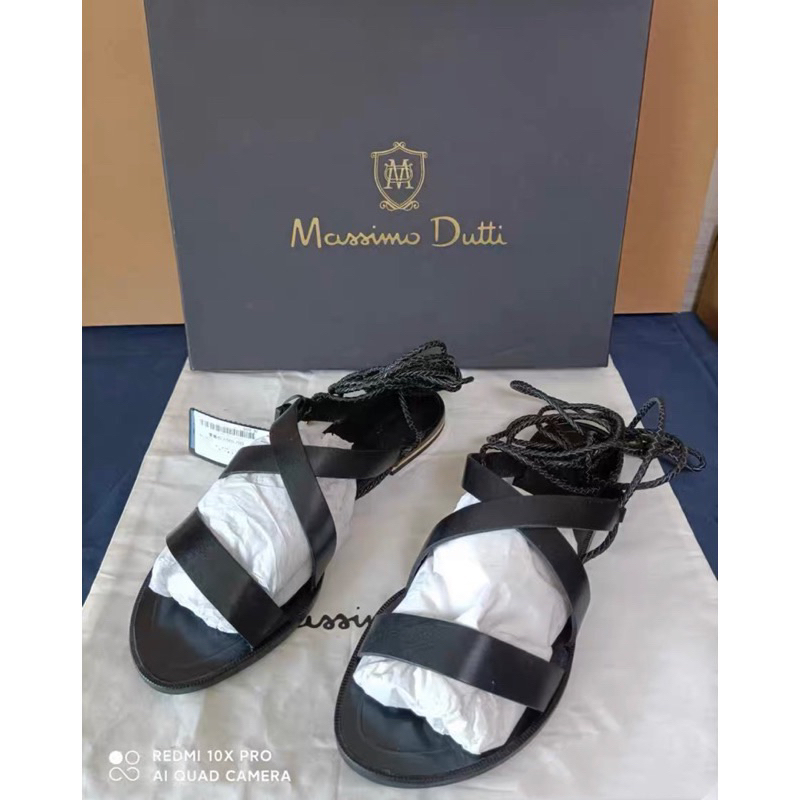 全新Massimo Dutti女士綁帶平底牛皮涼鞋36現貨