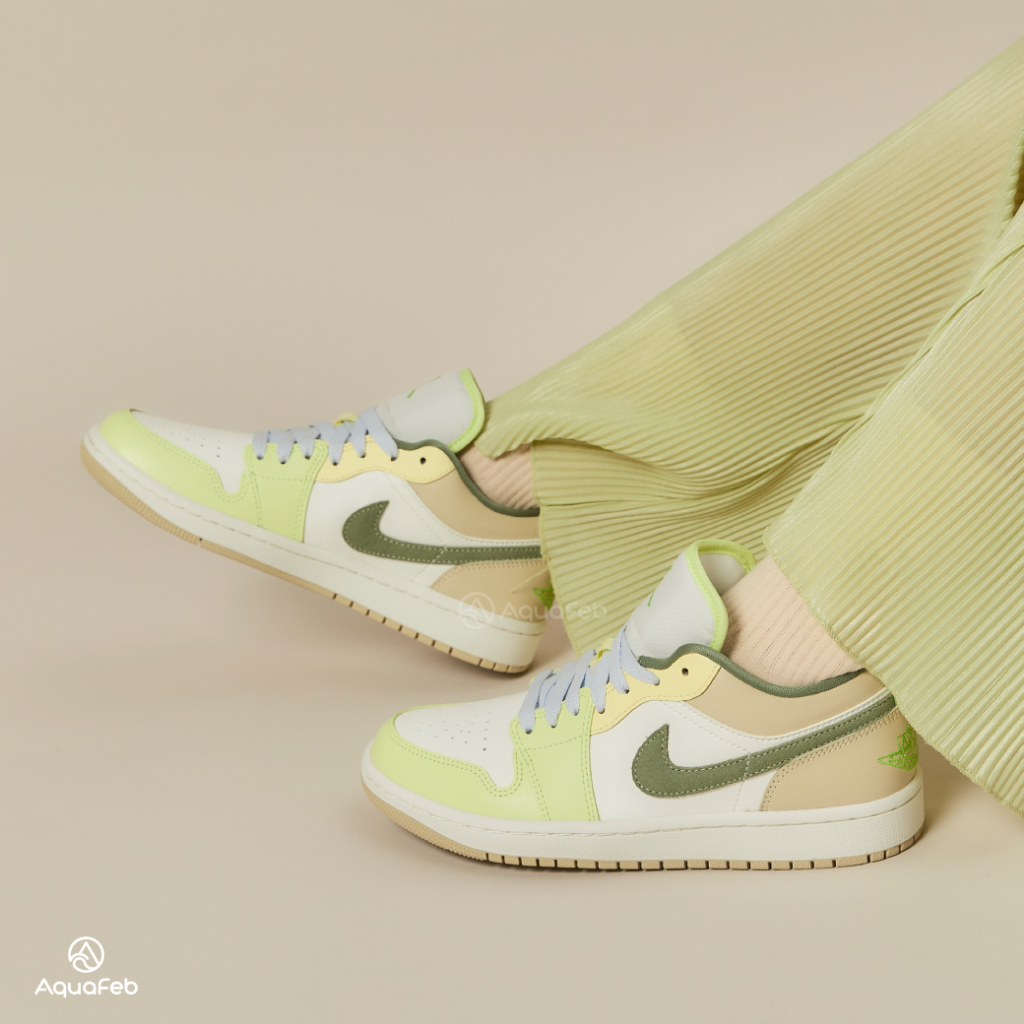 Nike Air Jordan 1 Low 女 綠白 喬丹 經典 穿搭 低筒 運動 休閒鞋 FD9906-131