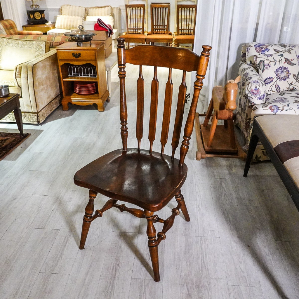 【Vintage &amp; Deco】美國帶回 Ethan Allen 木椅面溫莎椅 復古裝飾 家飾 老件 租借 買賣