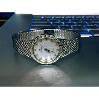 瑞士 Cyma 司馬 高級晚宴錶 石英錶 編織錶帶 12顆晶鑽 獨特網狀面盤 錶店庫存品 未配戴過