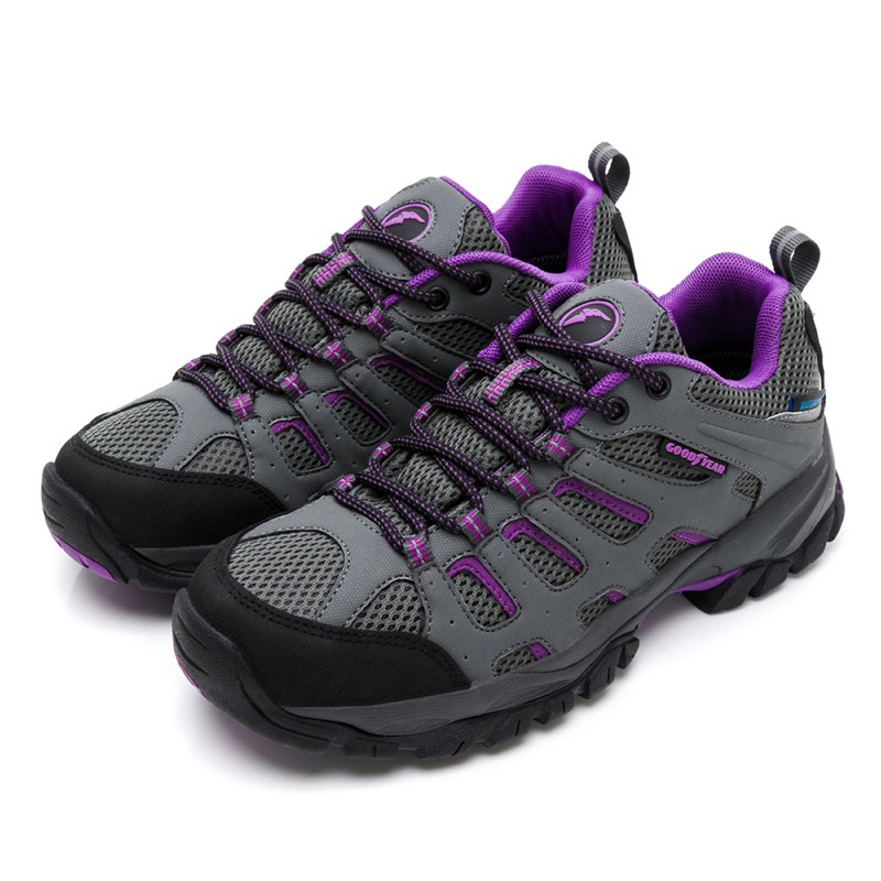 《麗麗鞋店》 GOODYEAR【野外探索】 女款郊山健行鞋-灰紫 / GAWO 12418 登山鞋 工作鞋 休閒鞋