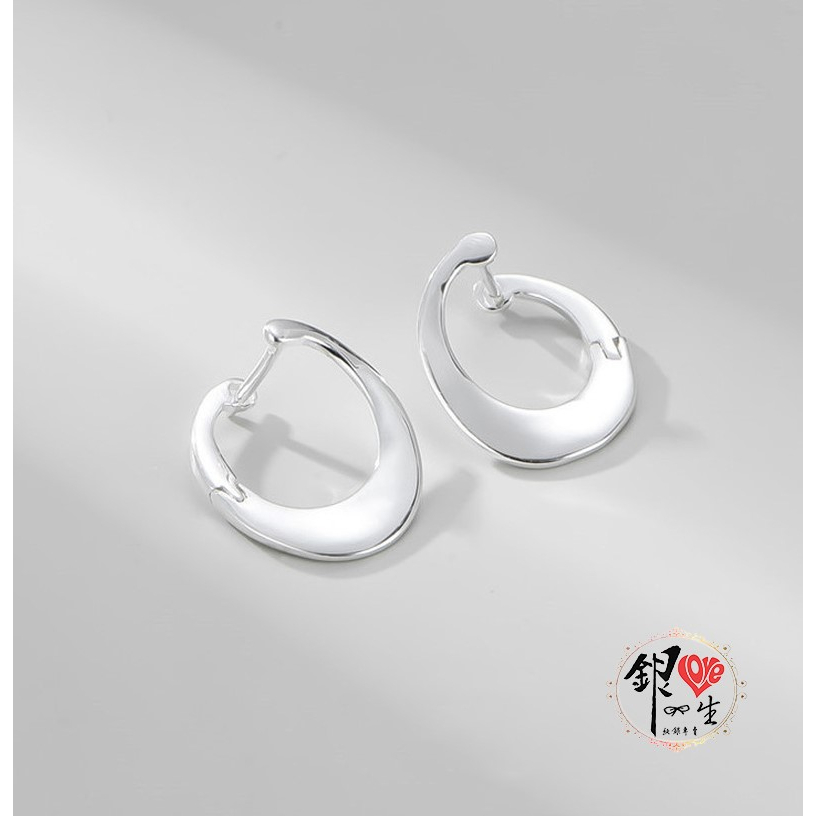 銀愛一生  s925 純銀 歐美 紐曲片狀造型 耳扣式 耳環 台灣實體店面 終身保養 保固