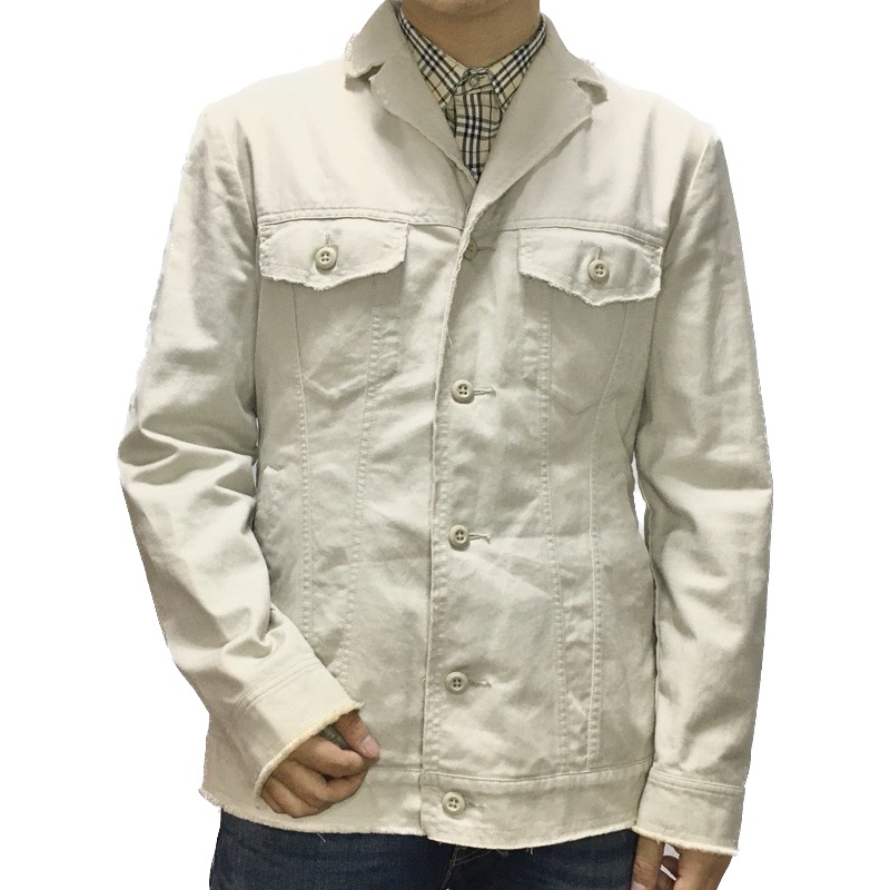 LEVIS 香港製 米白色 狩獵夾克 工作外套 牛仔 單寧夾克 中長版 經典 廣告款 獵裝 李維斯 vintage 古著
