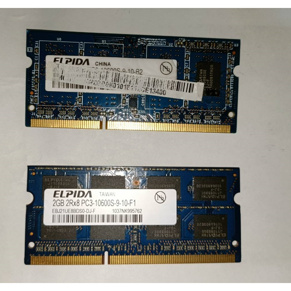 ELPIDA DDR3 PC3L 10600S 2G筆電記憶體2支