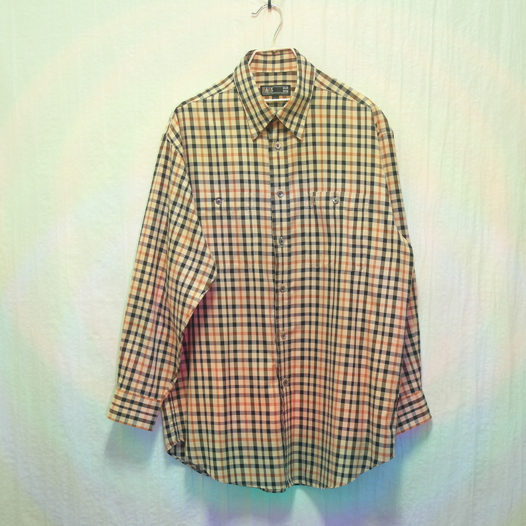 三件7折🎊 Daks 長袖襯衫 襯衫 經典卡其格紋 33 極稀有 老品 復古 古著 vintage