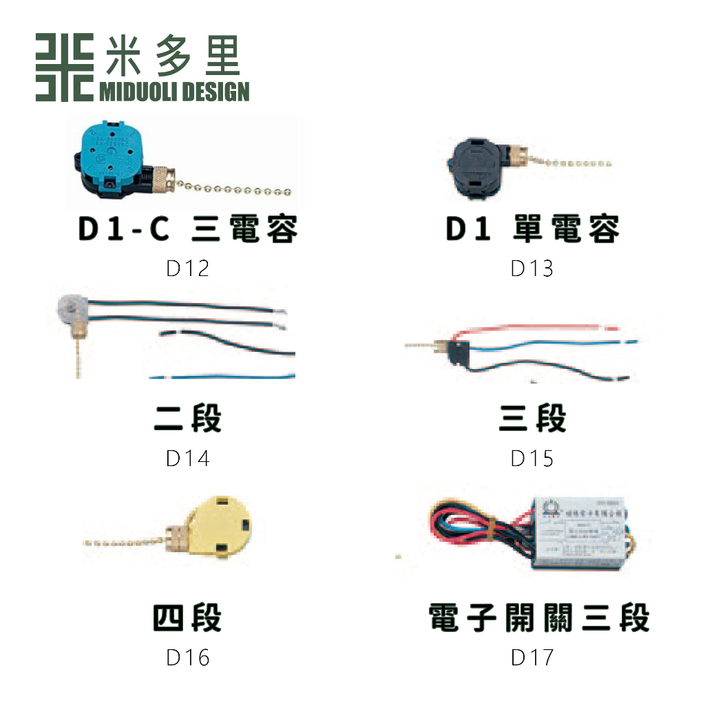 【米多里】台灣製造 燈吊扇配件系列 AC吊扇  手拉機種電容器 D12~D16