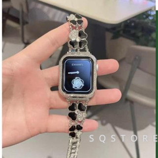 臺灣現貨 無需等待 蘋果 APPLE WATCH 四葉草鑲鑽不鏽鋼錶帶iwatch 1-10代 全系列通用