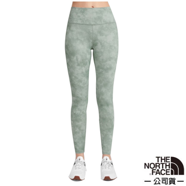 【The North Face】女新款 吸濕排汗戶外緊身褲.機能快乾休閒褲.運動褲.通風散熱/高腰設計_綠色_55UC