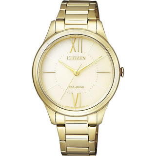 CITIZEN ECO-Drive 美麗動人時尚女錶(EM0412-52P)-金/34mm 開學季禮物