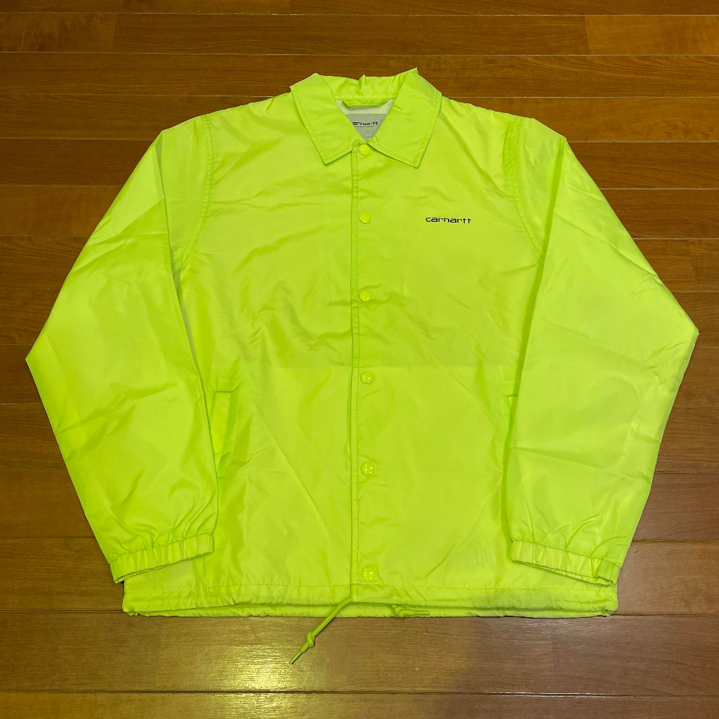 Carhartt WIP Script Coach Jacket 男女螢光綠運動休閒防風防潑水風衣教練外套 軍裝工裝穿搭