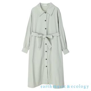 earth music&ecology 長版襯衫式開襟洋裝-附腰帶(1M22L0H0300)