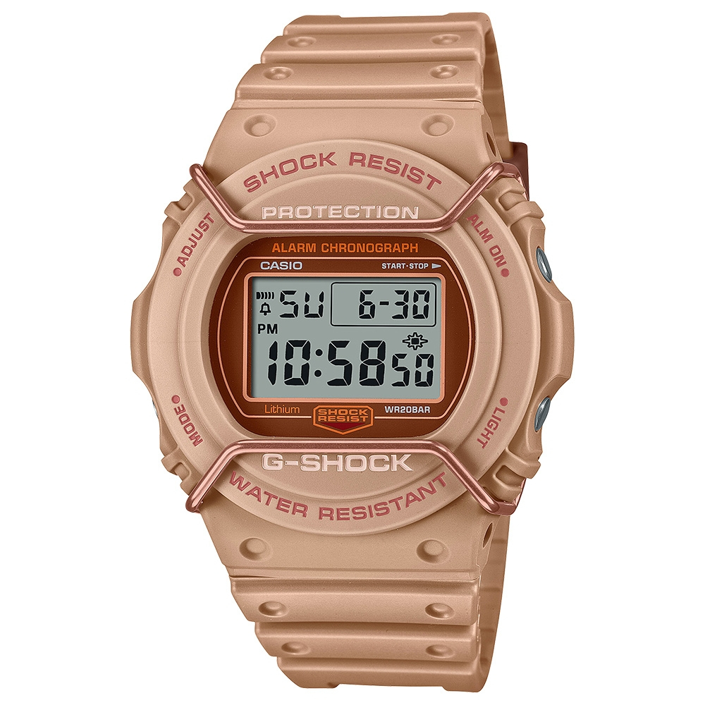 CASIO 卡西歐 G-SHOCK 大地色系啞光金屬電子錶 DW-5700PT-5