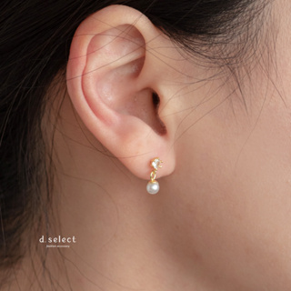 【d.select】925純銀耳環。精緻復古感│鋯石 珍珠 貼耳耳針 可改夾 抗過敏