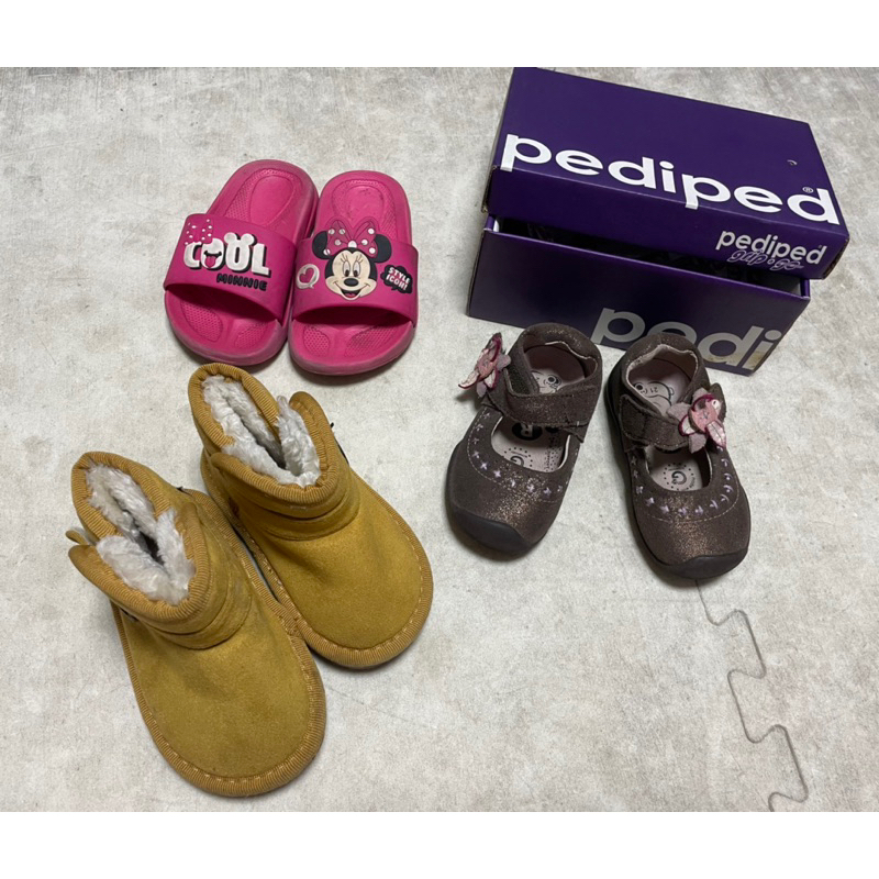 精品 皮鞋pediped 女寶 1-2歲&amp; 雪靴 米妮拖鞋合售