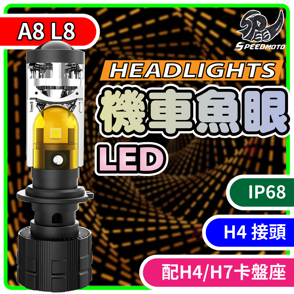 【Speedmoto】魚眼LED 魚眼 LED燈 A8 L8 RTD魚眼 雷騰魚眼 機車魚眼 H4 H7