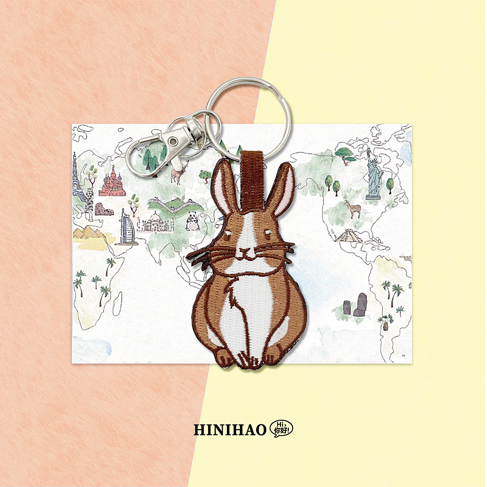 Hi你好｜兔子 雙面刺繡鑰匙圈 隨身小物 可愛吊飾