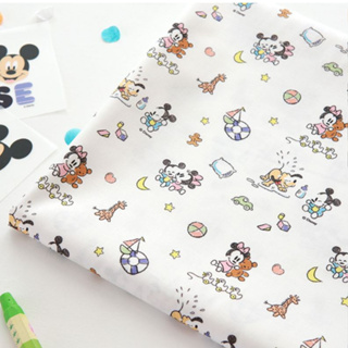 【現貨】韓國布 - 米奇米妮 嬰兒玩具 塗鴉 迪士尼 棉布 布料 布 版權布 印花布 進口布 手作 | 布喜翻