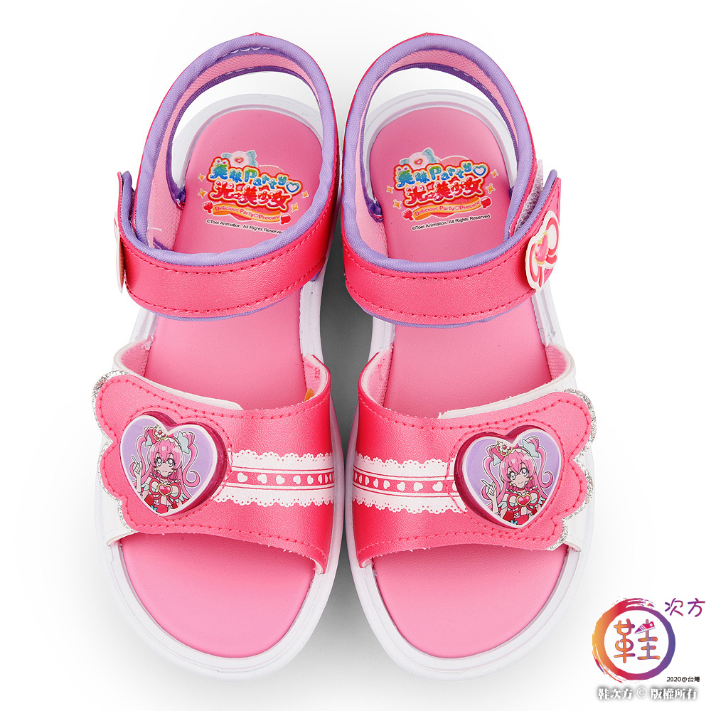 鞋次方--鞋童 中大童 正版光之美少女 LED電燈涼鞋 DP4101-粉(贈電池2顆)