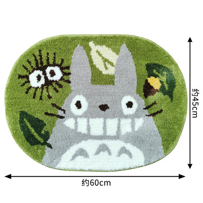 【QQ公仔物語】【HB007】【現貨】宮崎駿 Totoro 綠龍貓 毛絨地墊 地毯 玄關墊 60x45CM