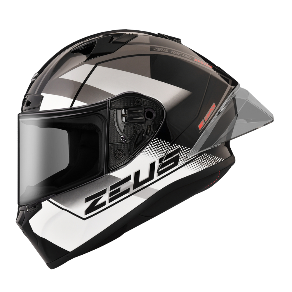 【ZEUS 官方商品 ZS-826 BK17 黑白 全罩安全帽 大鴨尾導流雙D釦尾翼 台中倉儲安全帽 ZS826 】