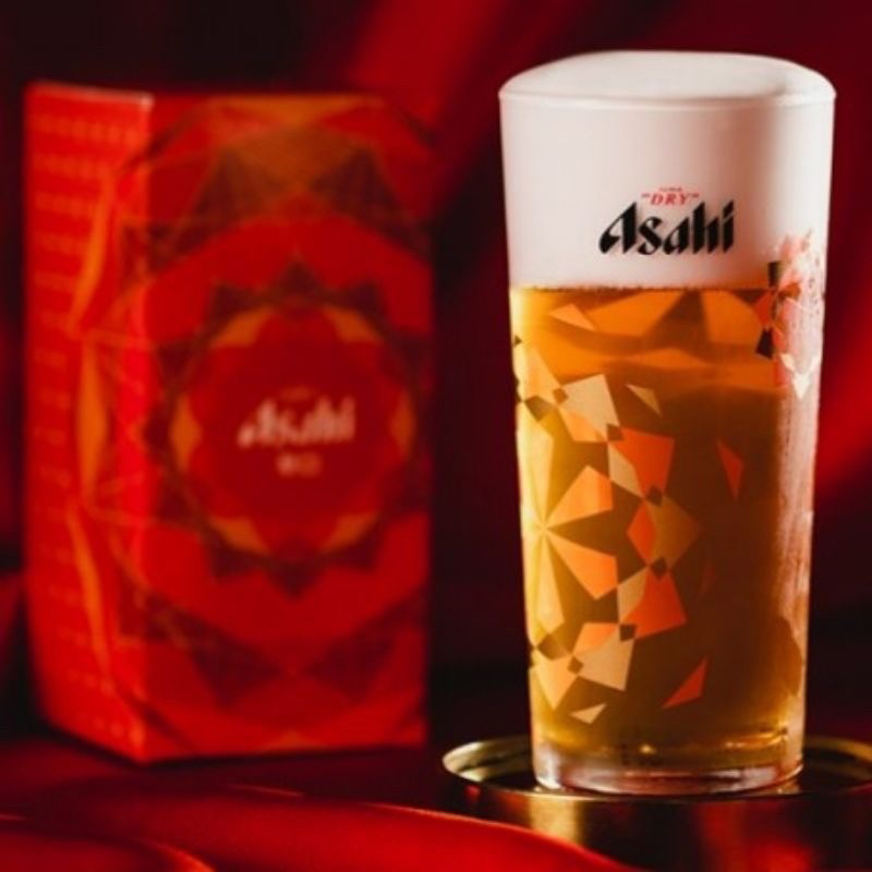 朝日 Asahi 辛口 萬花筒變色啤酒杯 玻璃杯 啤酒杯 變色杯 水杯 全新現貨