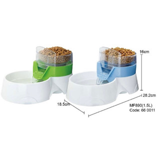 Mango二合一食皿飲水器-MF890 綠 犬貓適 用飲水器 /餵食器（綠色）