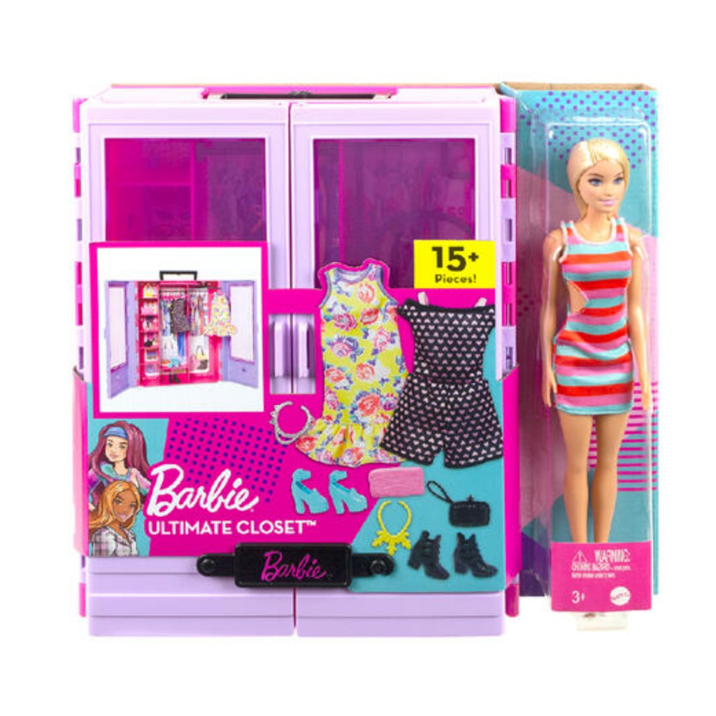 正版 Mattel 全新 Barbie 芭比手提衣櫥擴大版(附一隻娃娃) 芭比閃亮造型衣櫃 Barbie芭比電影