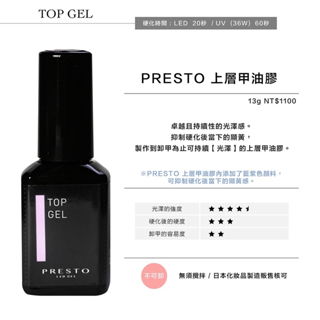 PRESTO 上層甲油膠 13g/Top gel