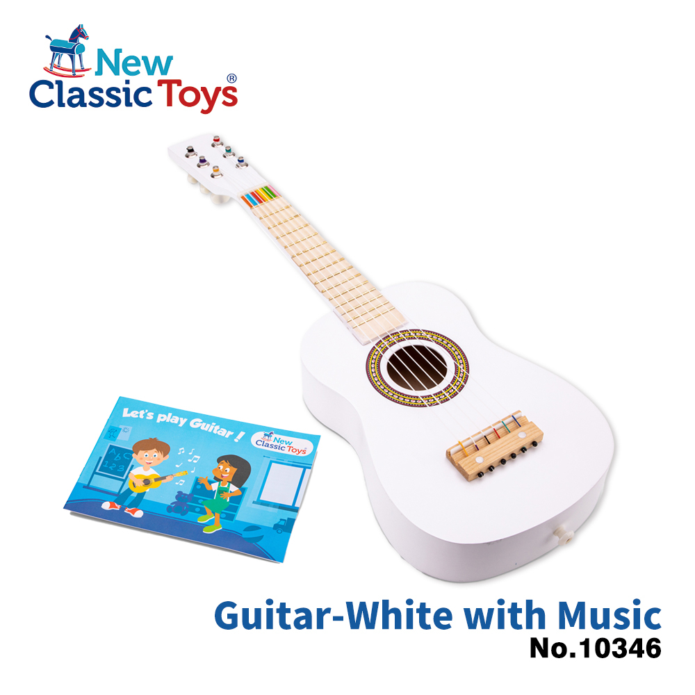 荷蘭New Classic Toys 幼兒音樂吉他-純淨白-10346 音樂玩具/幼兒吉他/認知學習/小吉他/吉他玩具