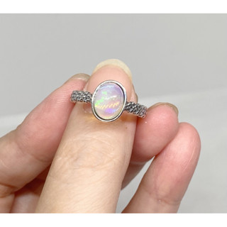 天然歐泊S925純銀戒指 OPAL 蛋白石 輕珠寶 招財 澳寶 戒圍可調