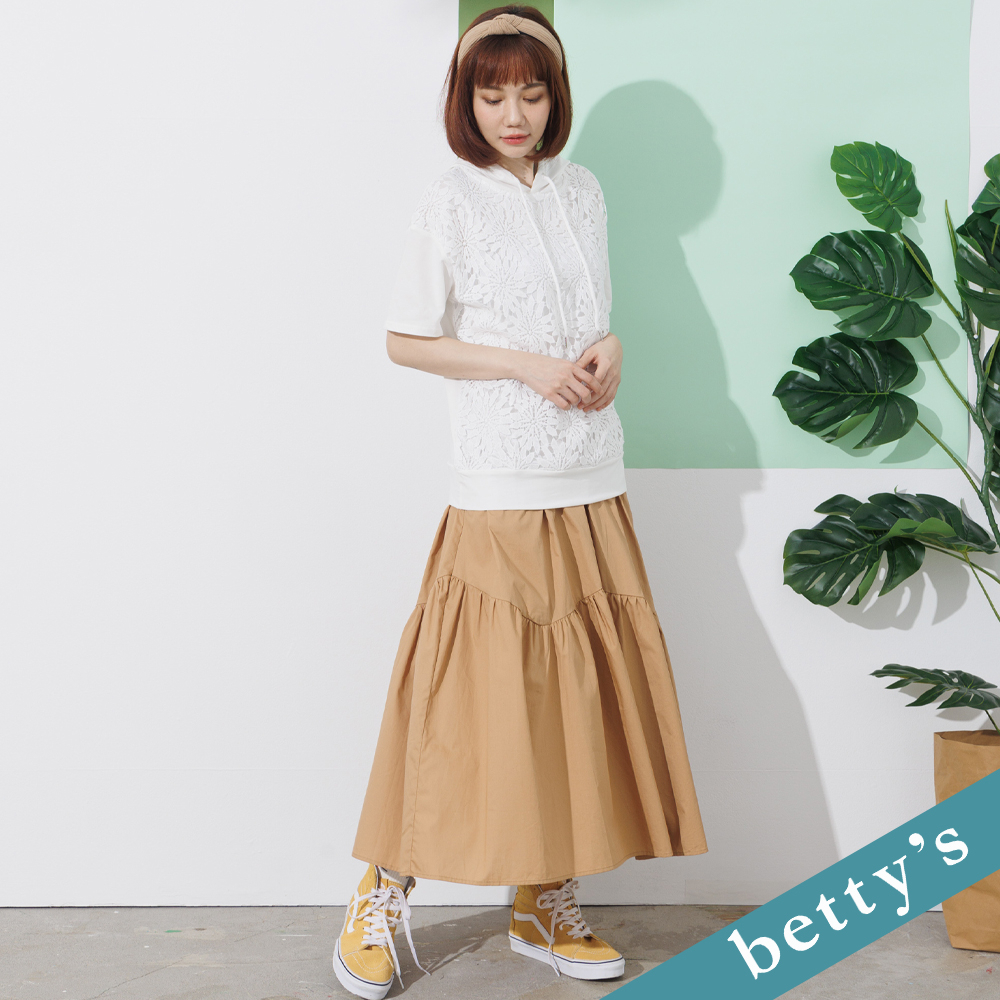 betty’s貝蒂思(21)鬆緊腰蝴蝶結波浪長裙(駝色)