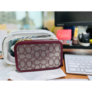 COACH ALIE 經典老花多單肩斜跨包/相機包/腰包(送全新手拿包，內裡脫皮)