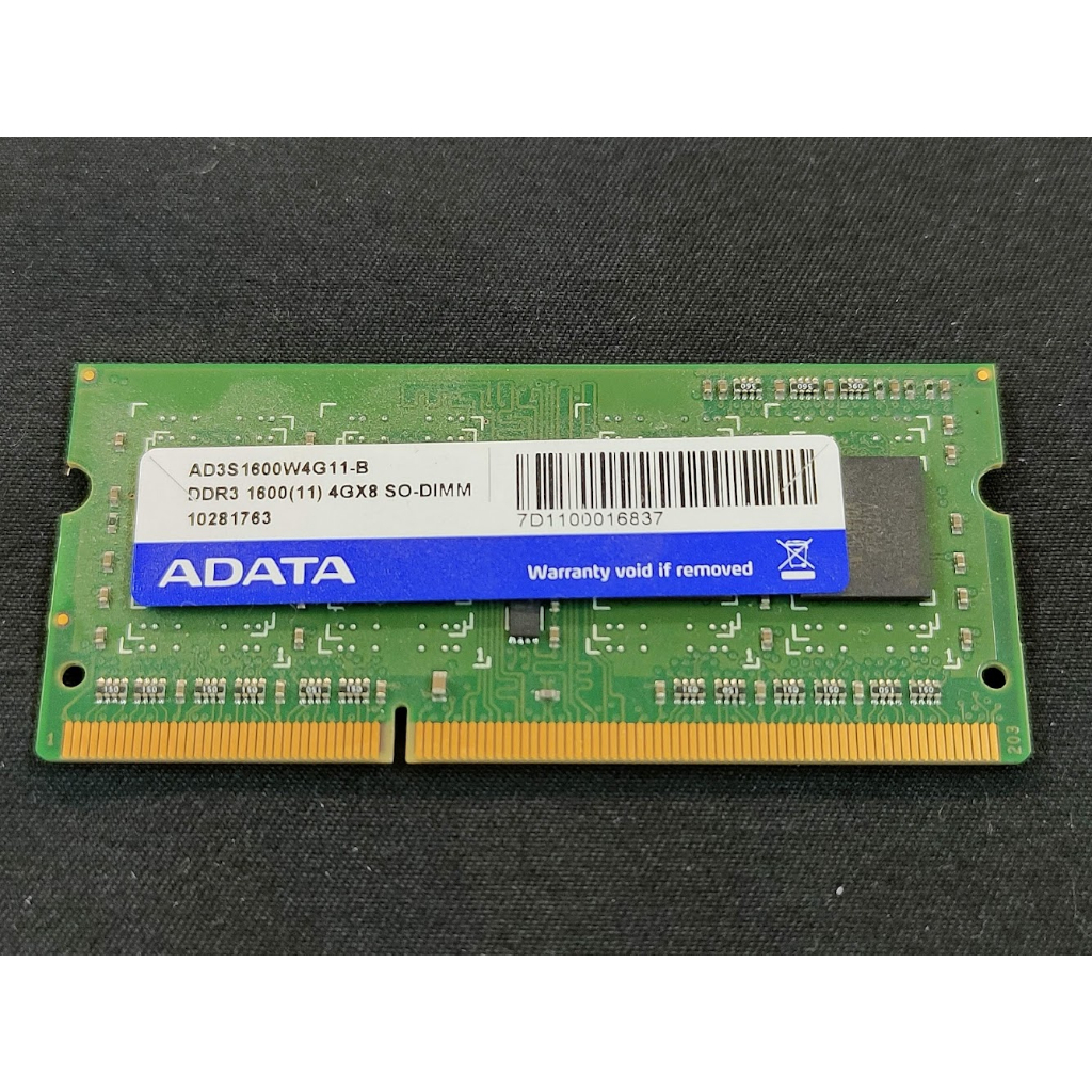 終身保固 威剛 ADATA DDR3 4G 4GB 1600 12800 單面 筆電 記憶體