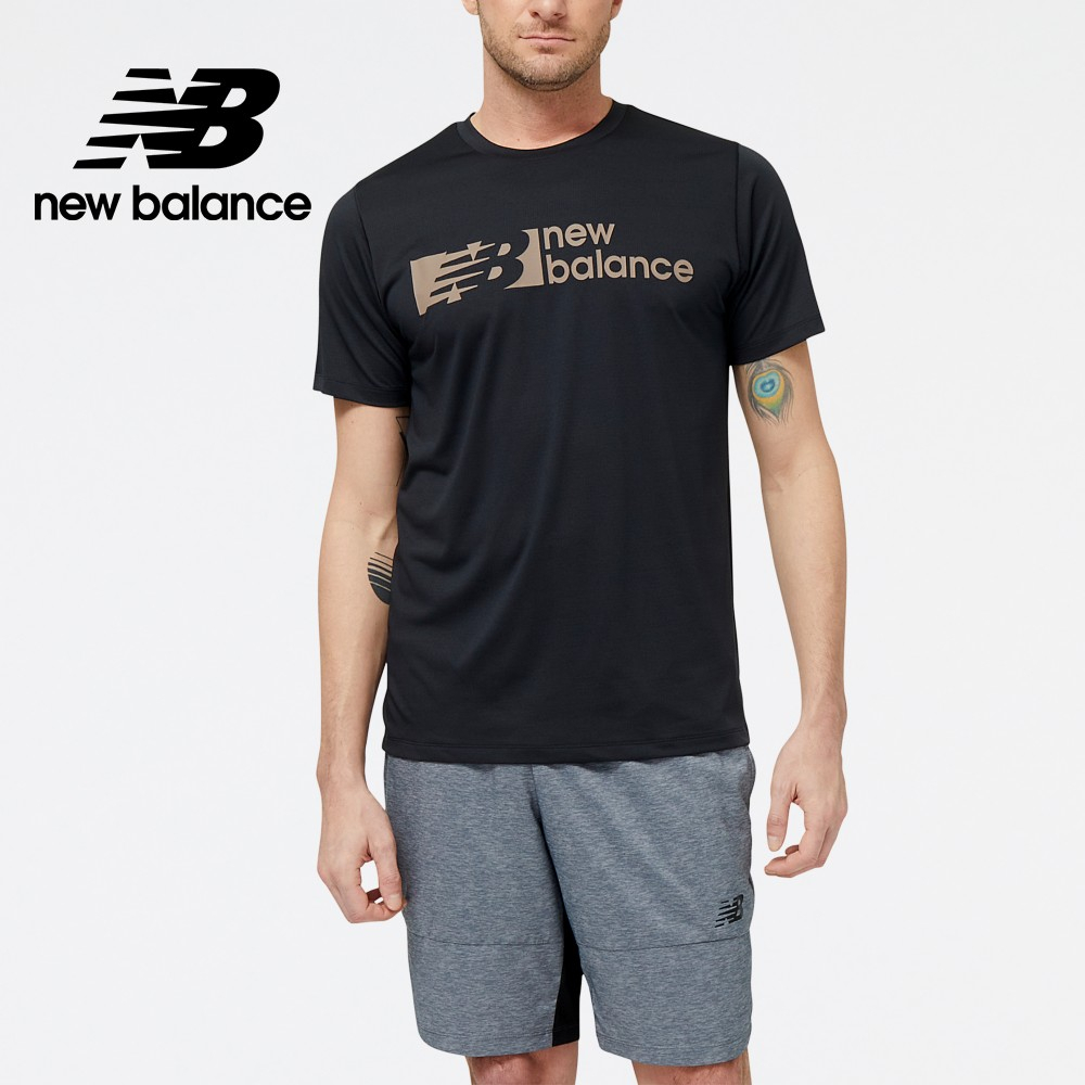 【New Balance】 NB 吸濕排汗短袖上衣_男性_黑色_AMT31074BK