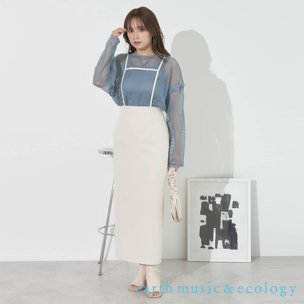 earth music&amp;ecology 3WAY可拆式吊帶高腰窄身長裙(1D32L0L0100)