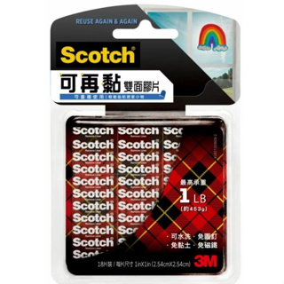 +富福里+3M Scotch 可再貼雙面膠片 透明 可水洗 無殘膠 黏貼固定 貼片 貼土 高黏度 相片貼 R100s