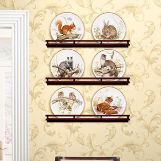 多功能 盤架 置物架 這款胡桃色木製盤架 專為您美麗的收藏盤設計 居家牆壁裝飾 展示架