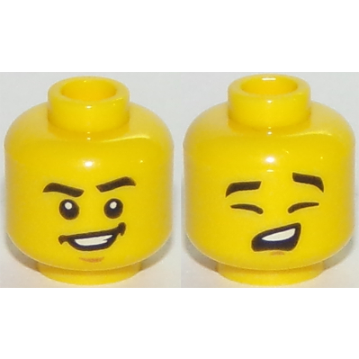 LEGO 樂高 黃色 人偶頭 雙面臉 黑眉毛 燦爛的笑容 痛 3626cpb1974