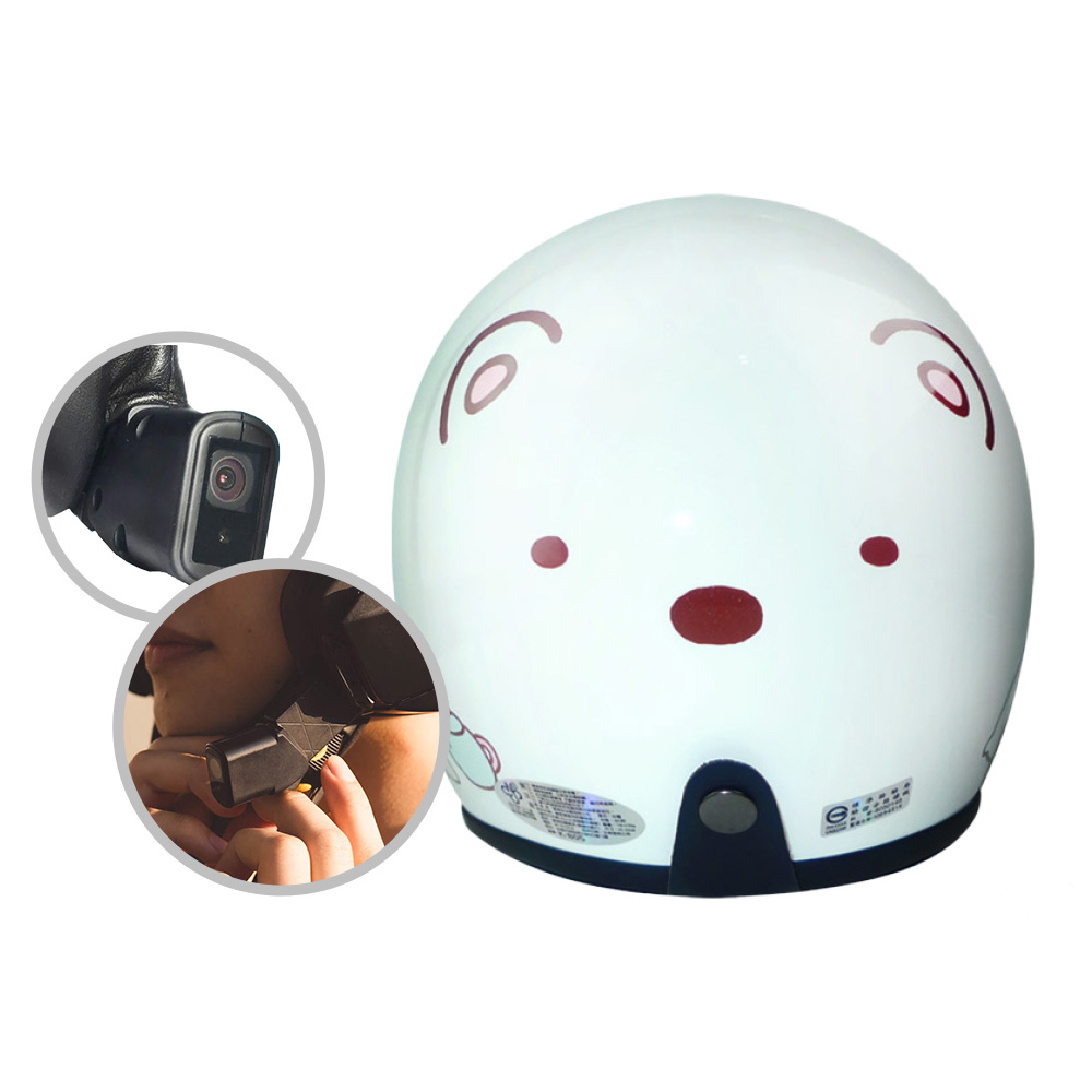 IminiDV X4 ninja KK 內建式安全帽行車記錄器 角落小夥伴03 白熊 角落生物 素色 3/4罩安全帽